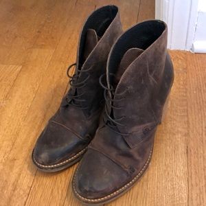 Charles David Lace Up Heeled Leather Bootie